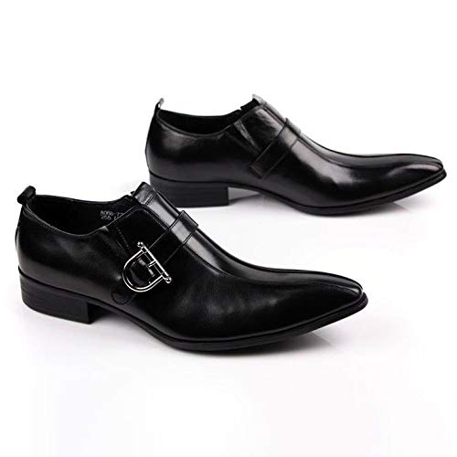 Men's Monk Strap Dress Shoes - Genuine Leather Business Formal Shoes for Wedding, Banquet & Office - Classic Buckle Design Retro Oxford Footwear - Black Size 38/UK 5.5/US 6.5 - Perfect for Business Meetings, Weddings & Special Occasions