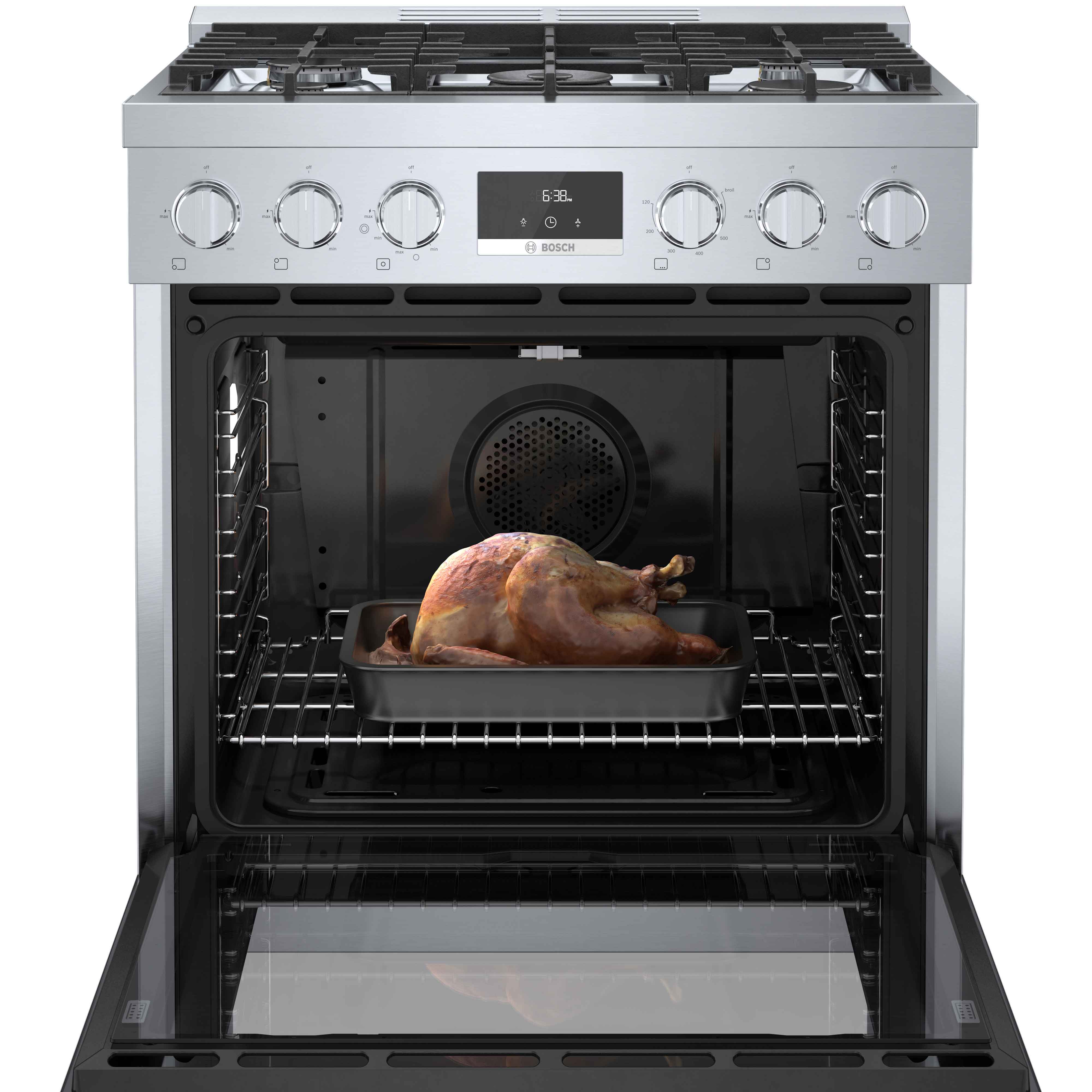 Bosch 30-Inch Industrial Style Gas Range with 5 Burners - Stainless Steel HGS8055UC - Perfect for Professional Home Chefs & Modern Kitchens