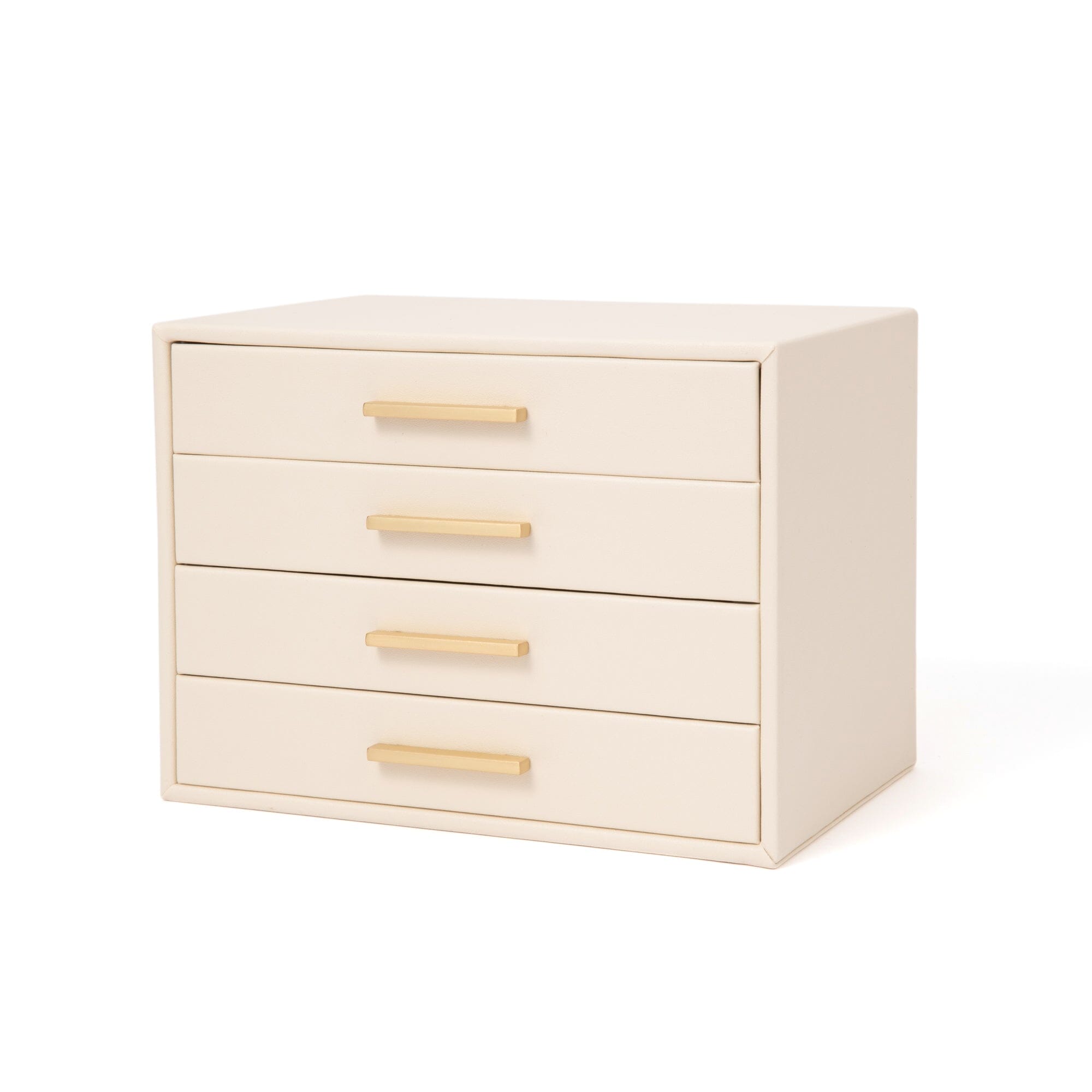 White 4-Section Drawer Jewelry Box - Perfect for Organizing Necklaces, Rings & Earrings on Dresser or Vanity