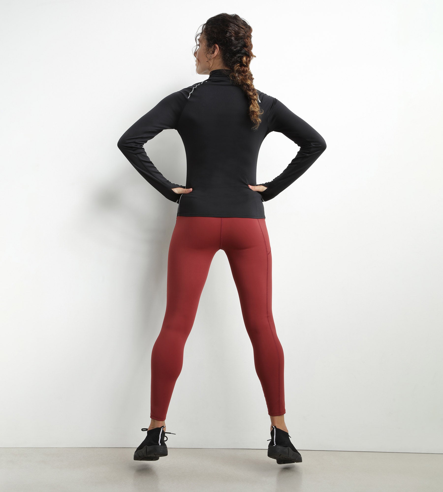 Dim Move Women's High Neck Sports Top - Black Microfiber Workout Shirt for Running, Yoga & Gym