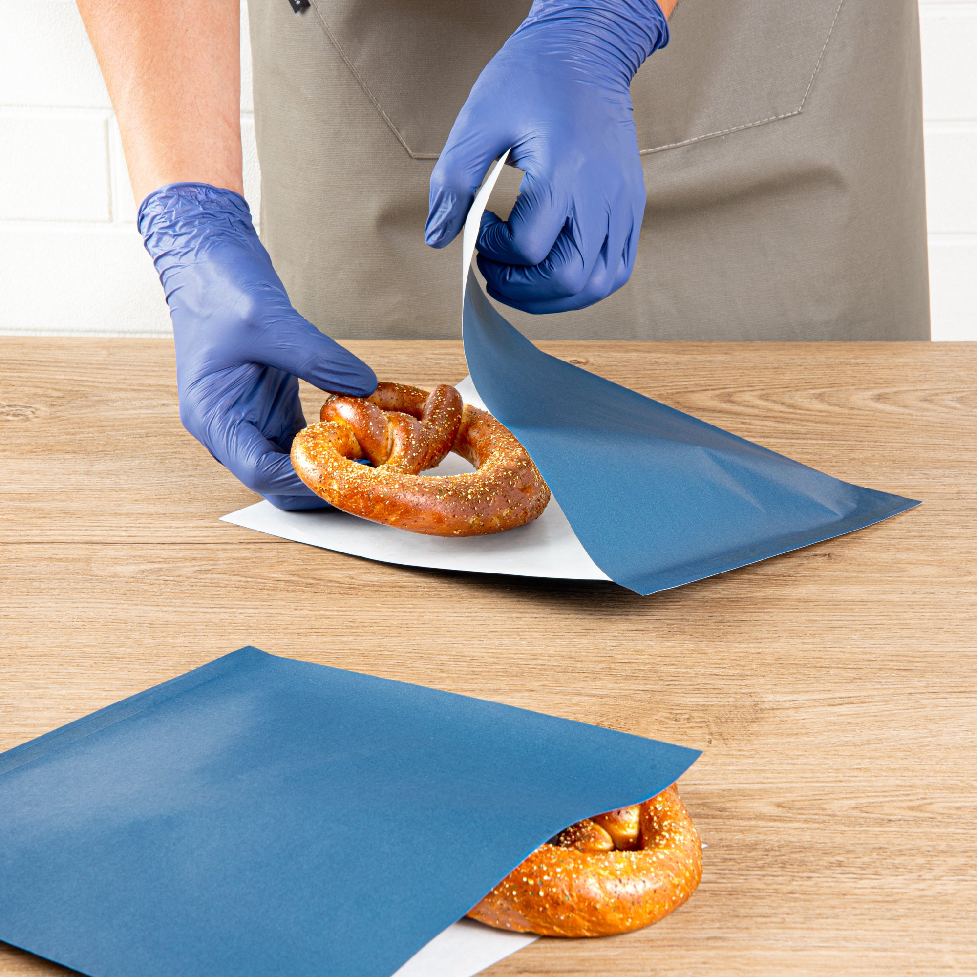 Midnight Blue Greaseproof Double Open Paper Bags - 10 x 9 Inches, 100 Count Box - Perfect for Bakery, Takeout & Food Storage