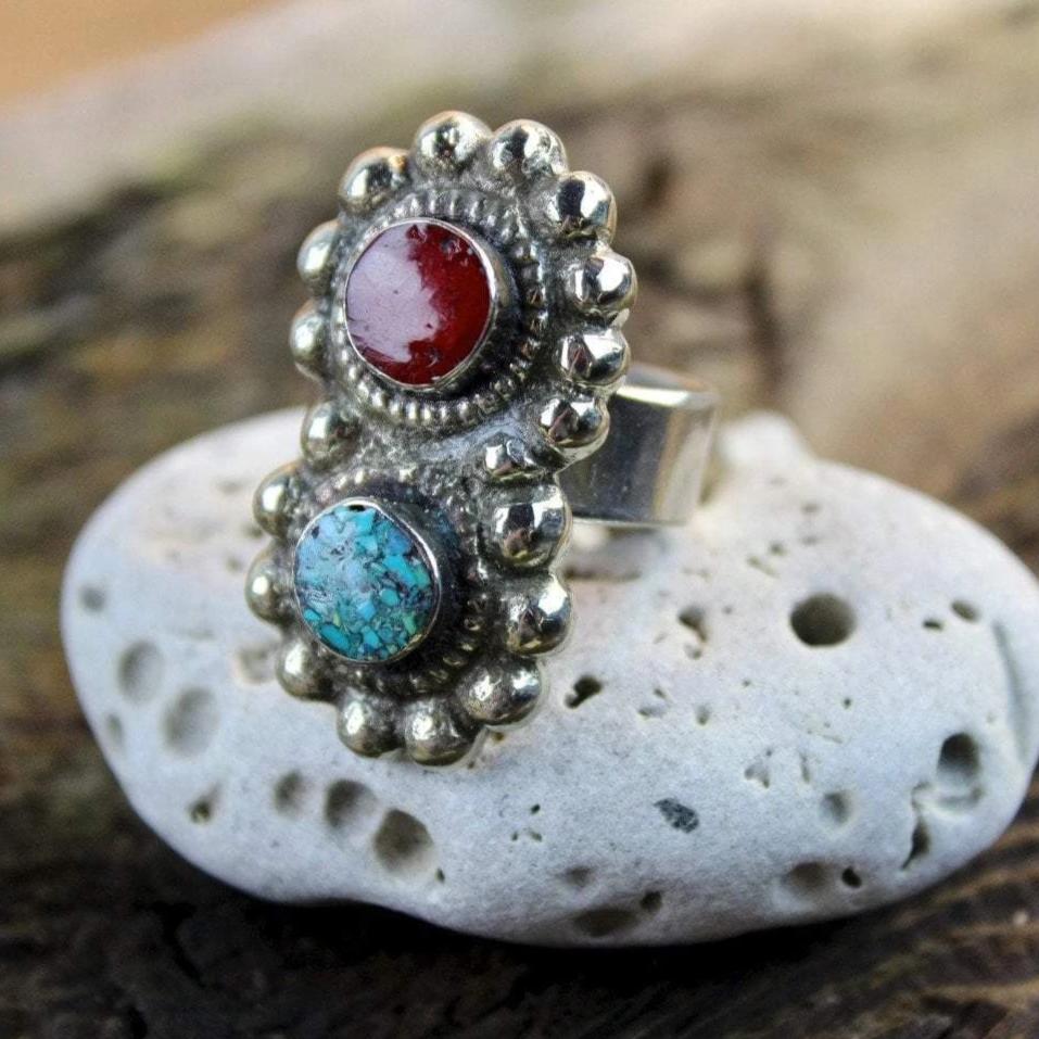 Adjustable Dual Stone Ring for Women - Elegant Stackable Band with Two Gemstones - Perfect for Everyday Wear, Gifts & Special Occasions