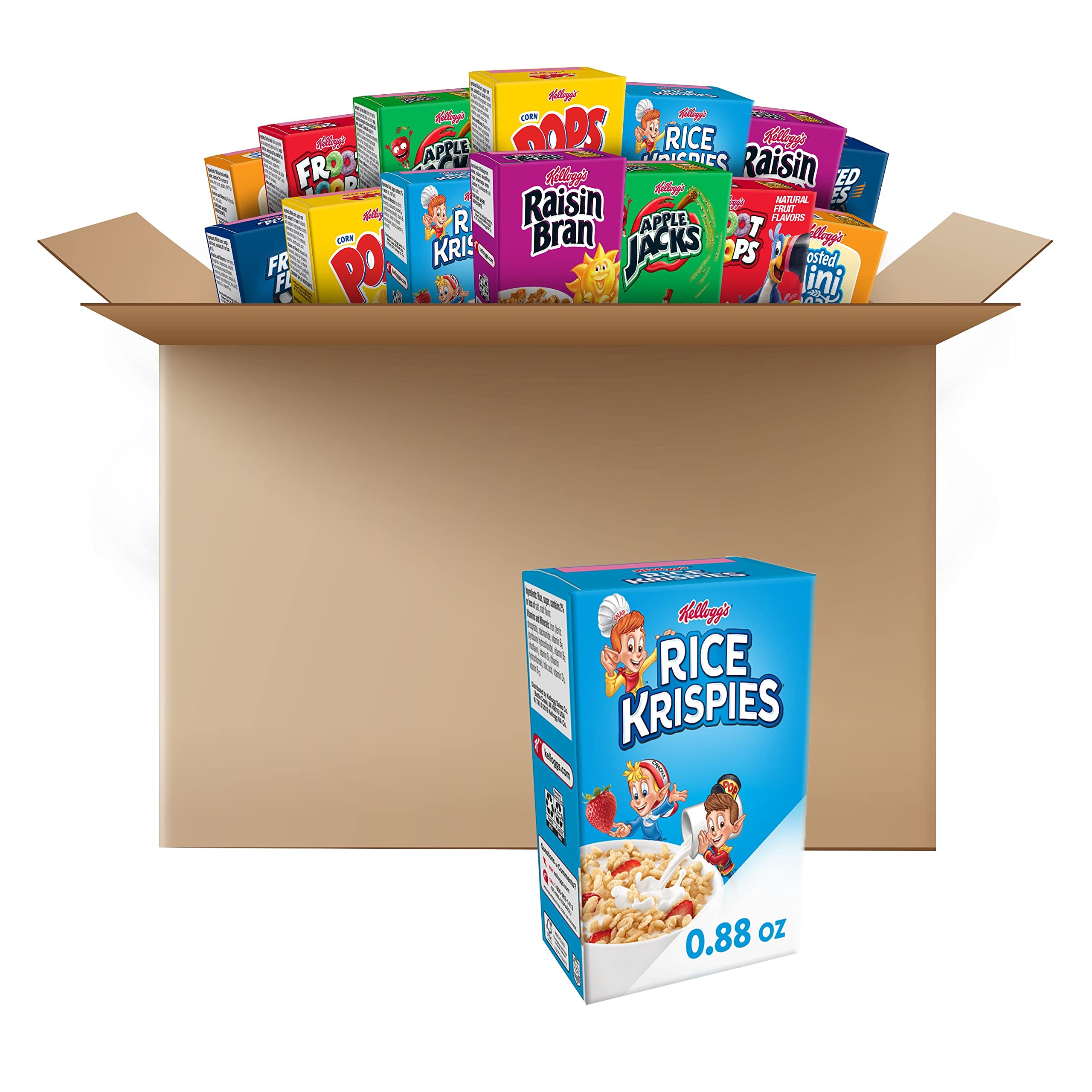 Kellogg's Breakfast Cereal Variety Pack - 72 Count Assortment | Whole Grain, Vitamins & Minerals | Perfect for Family Breakfast, Office Snacks & Kids Lunch Boxes