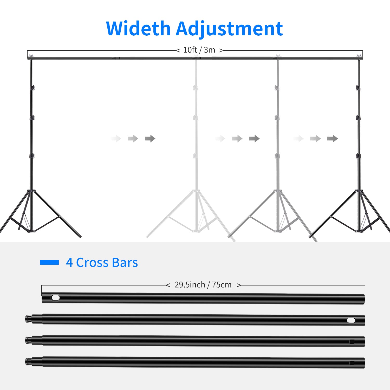 NEEWER 3x2.6m / 10x8.5ft Photography Background Support System Kit - Perfect for Studio, YouTube Videos, and Portrait Photography