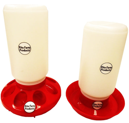 Rite Farm Products Red Chick Feeder & Waterer with Jars - Perfect for Baby Chick Care, Poultry Supplies, and Backyard Chicken Coops