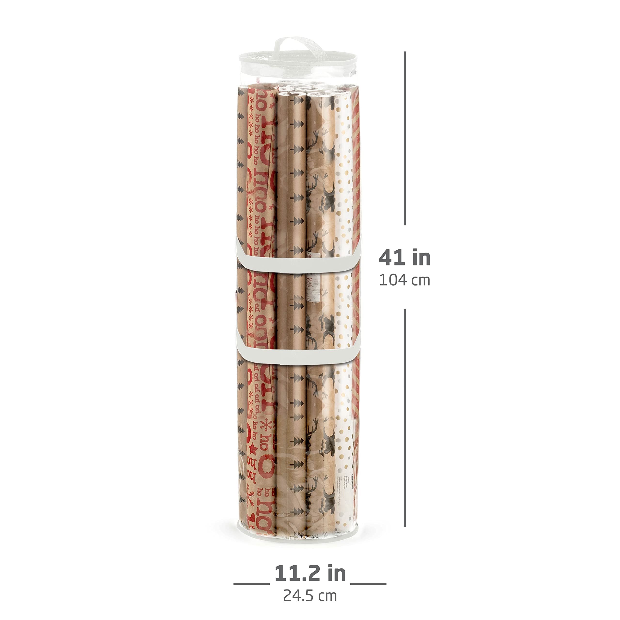 ZOBER 40 Inch Wrapping Paper Organizer Storage - Holds 25 Standard Rolls, Waterproof Gift Wrap Organizer for Holiday & Birthday Presents - Perfect for Home, Office & Craft Room Organization