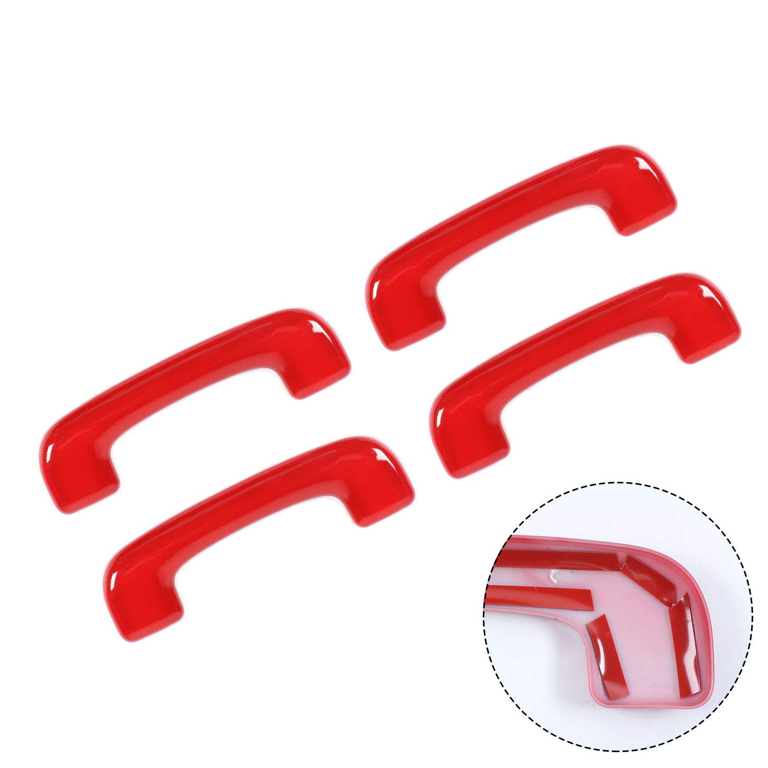 2015-2024 Dodge Charger Interior Accessories - ABS Red Roof Grab Handle Cover Trim (4pcs) | Durable ABS Material | Easy Installation | Perfect for Car Interior Upgrade & Protection