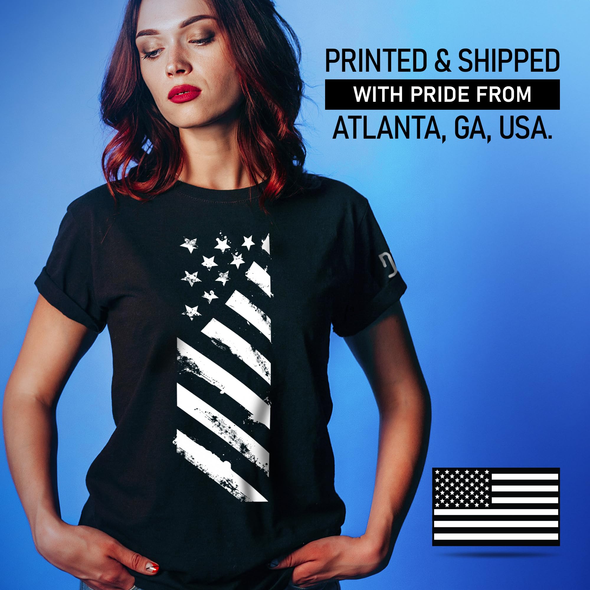 American Flag Graphic T-Shirt for Men - Patriotic Short Sleeve Cotton Tee by Dion Wear - Perfect for 4th of July, Memorial Day & Veterans Day Celebrations