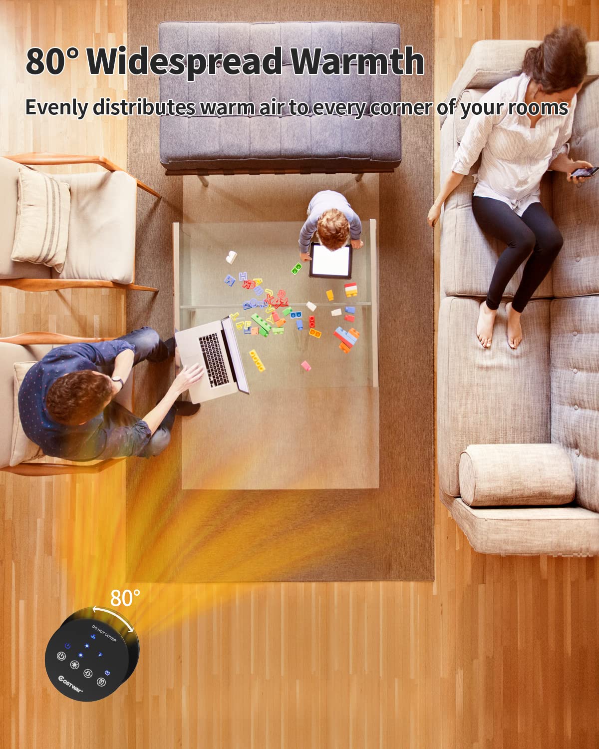 ARLIME 1500W Ceramic Space Heater with Thermostat - Indoor Electric Heater with Overheat & Tip-Over Protection, 8-Hour Timer, 34
