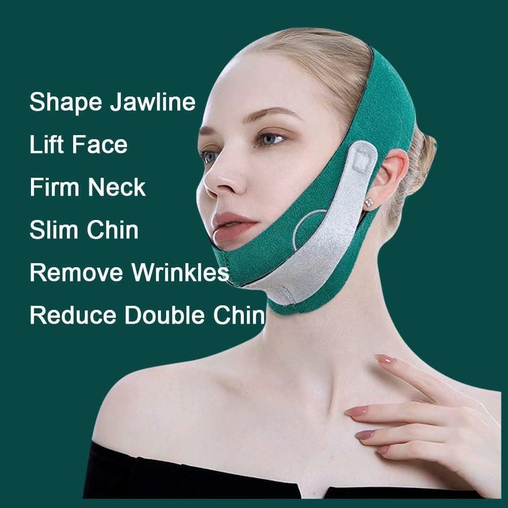 SWAMINE Chin Reducer Face Slimming Belt for Double Chin Reduction - V-Shape Facial Lifting Mask for Men & Women | Reusable Anti-Wrinkle Elastic Chin Strap for Cheek Slimming & Jawline Definition | Perfect for Home Use, Yoga, Skincare Routine & Self-Care Sessions