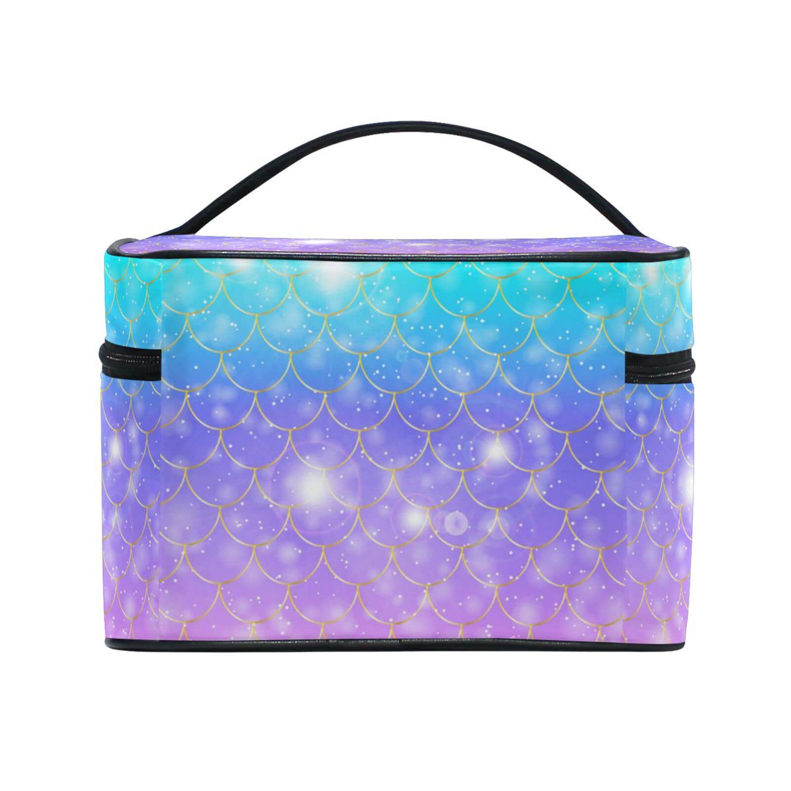Rainbow Mermaid Scale Cosmetic Bag with Zipper - Waterproof Makeup Pouch & Toiletry Organizer for Women & Girls | Perfect for Travel, Gym, and Daily Beauty Essentials
