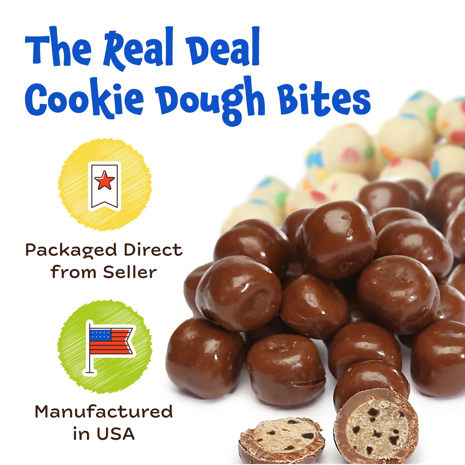 Chocolate Chip Cookie Dough Bites - Egg-Free Edible Cookie Dough Candy Covered in Chocolate - 12 Pack (5 oz Each) - Perfect for Parties, Gifts & Sweet Snacks