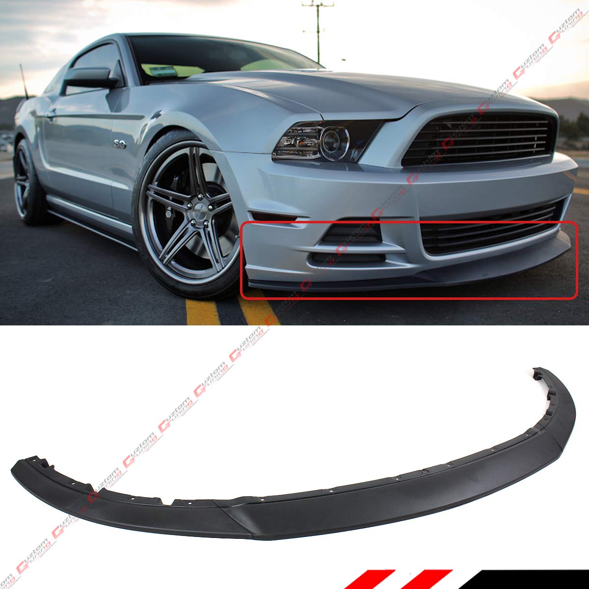RO Style Lower Front Bumper Lip Splitter Chin Spoiler for 2013-2014 Ford Mustang | Aggressive Styling Upgrade | Perfect for Car Shows & Performance Driving