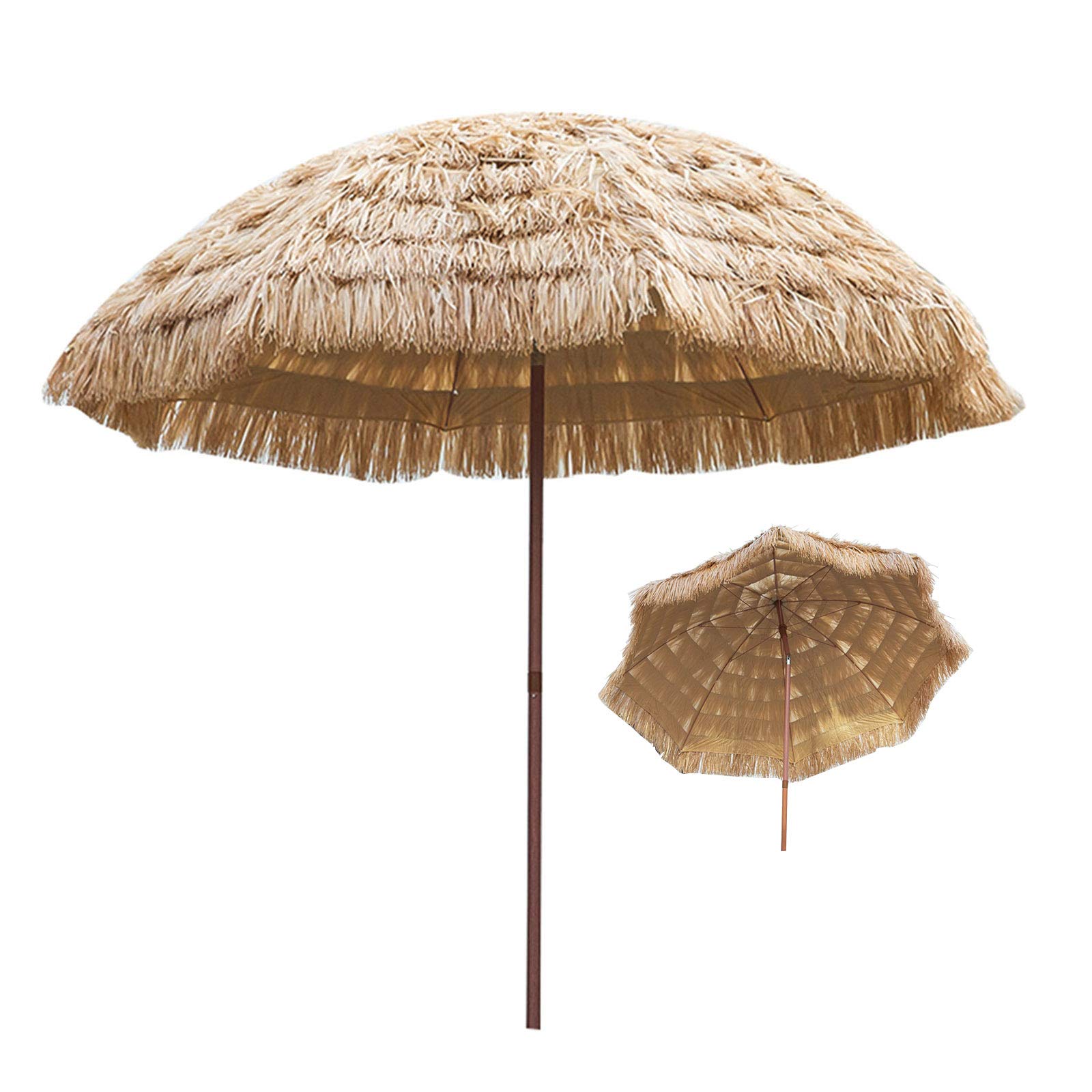 9.8ft Hawaiian Patio Umbrella with Tilt - Heavy Duty Windproof Outdoor Beach Umbrella for Sand, Terraces & Backyard - UV Resistant Fade-Proof Design - Perfect for Poolside, Beach Parties & Outdoor Dining