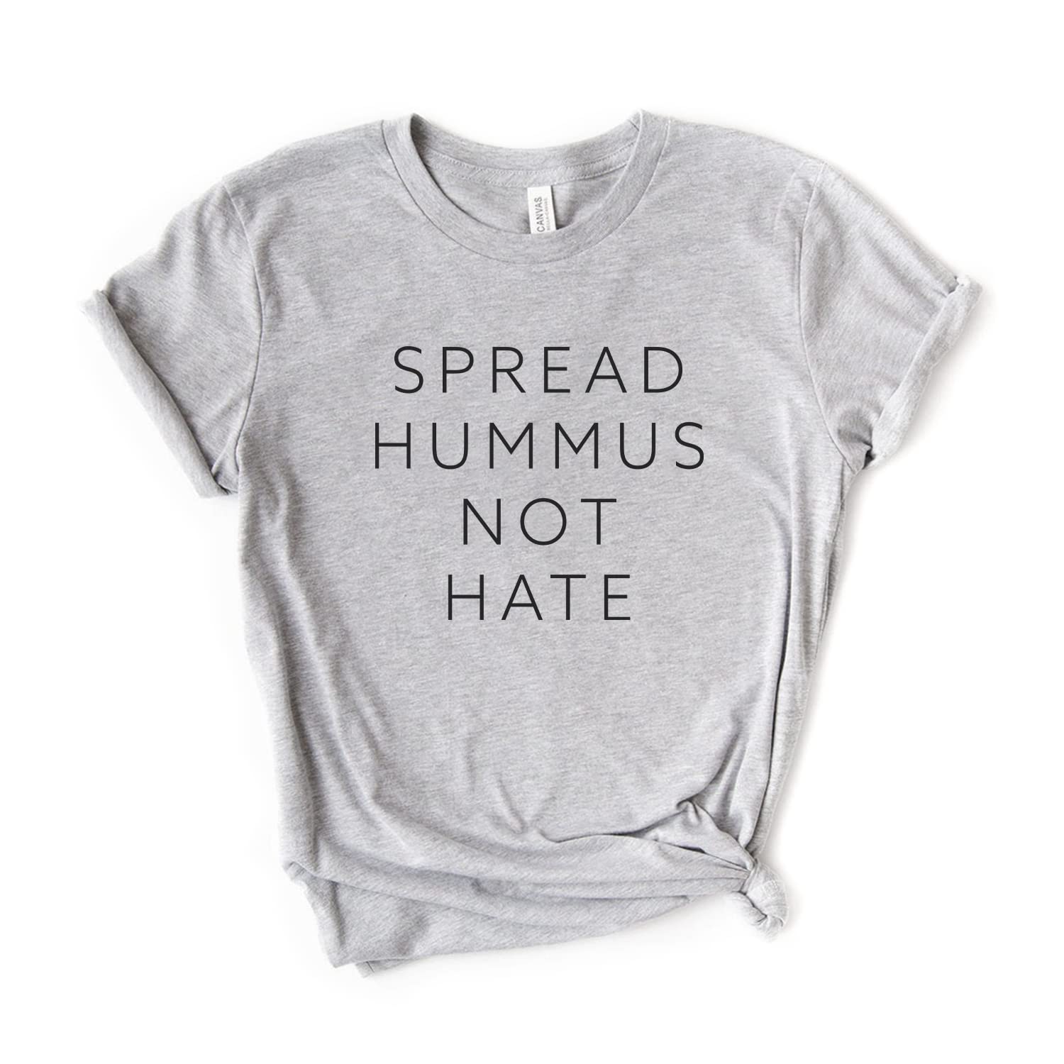Spread Hummus Not Hate Vegan T-Shirt - Soft Unisex Hummus Lover Tee - Vegetarian Gift Idea for Plant-Based Foodies - Perfect for Vegan Events & Casual Wear