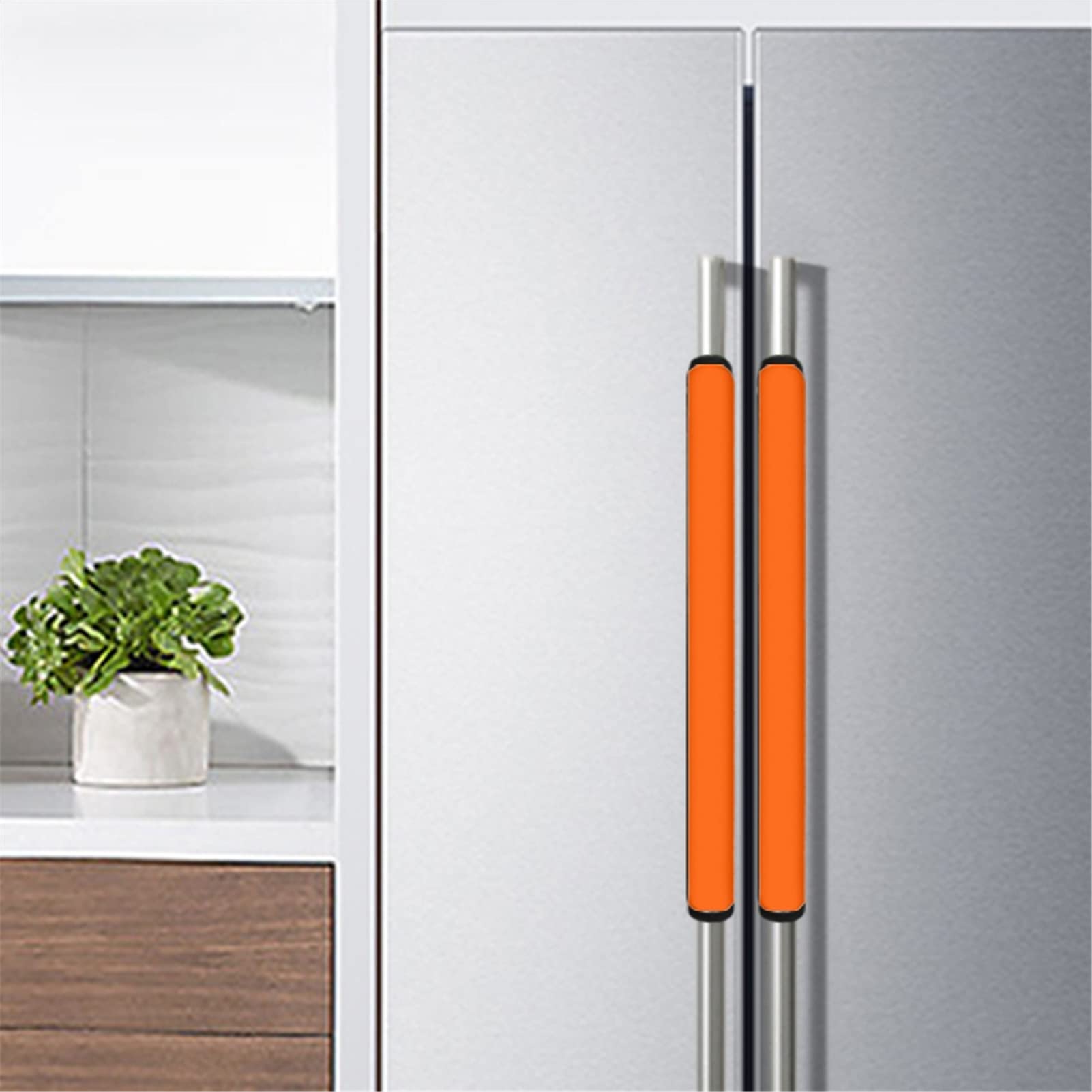 Forchrinse Orange Refrigerator Door Handle Cover Set of 4 - Anti-Slip Kitchen Appliance Handle Protector for Fridge, Oven & Microwave - Durable & Washable for Home & Commercial Use