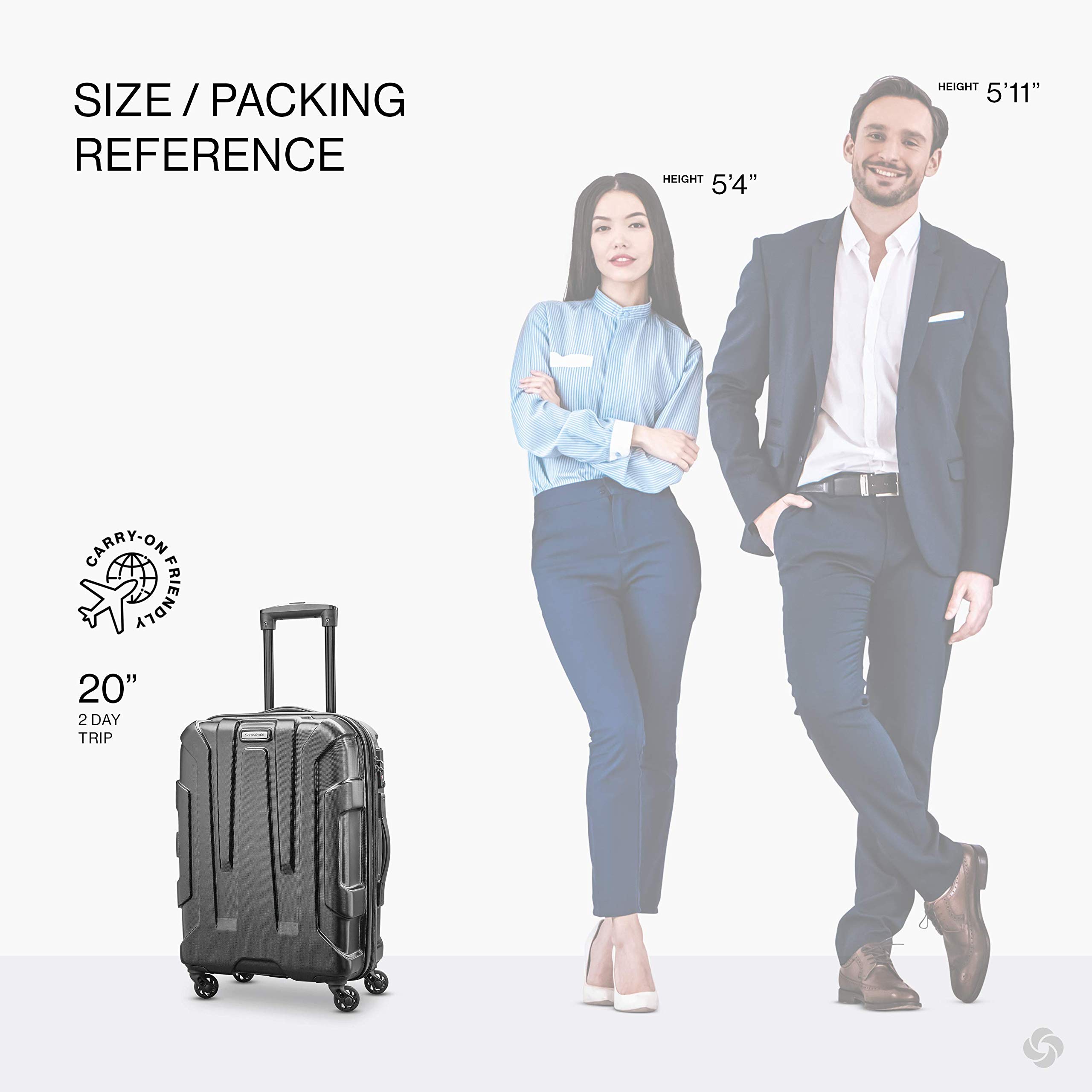 Samsonite Centric 20-Inch Expandable Hardside Spinner Carry-On Luggage - Lightweight & Durable Suitcase for Travel, Business Trips & Weekend Getaways (Black)