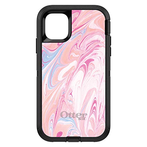 Pink Blue White Marble Image Print On Black Case
