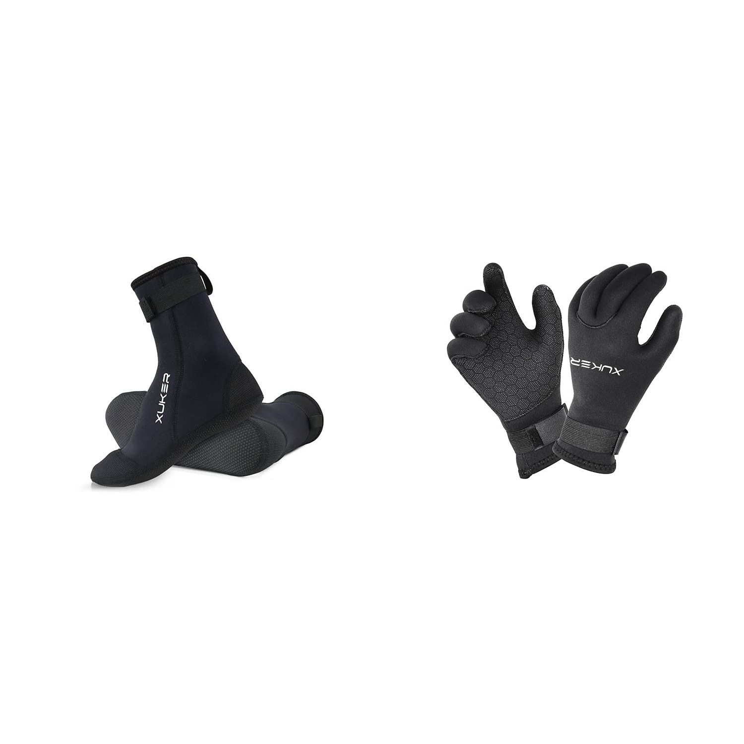 XUKER Neoprene Wetsuit Gloves & Socks Set - 3mm Thermal Waterproof Scuba Diving Gear for Men Women - Perfect for Surfing, Kayaking, Snorkeling & Cold Water Sports
