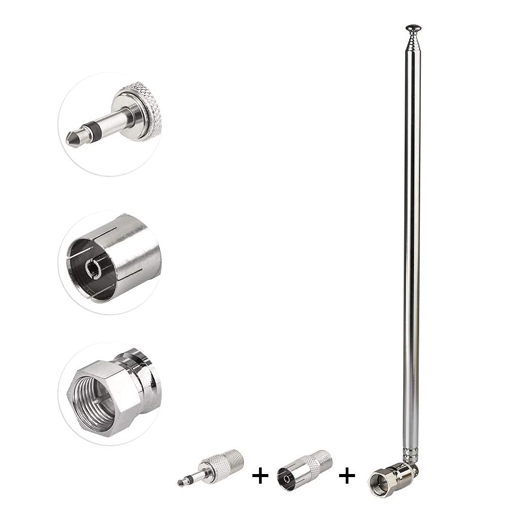 Bingfu 115cm 75 Ohm Telescopic FM Radio Antenna - High Fidelity Dab Antenna for Portable Radios, Tuners & Receivers - Compatible with Philips, Tivoli, Panasonic, Pioneer, Onkyo, Denon - Perfect for Home, Office & Car Audio Systems