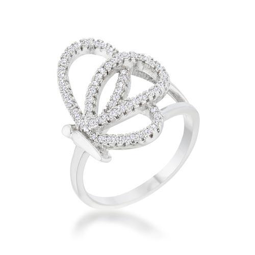 0.4ct CZ Rhodium-Plated Butterfly Pave Ring for Women - Elegant Cubic Zirconia Jewelry Gift for Anniversary, Birthday & Special Occasions