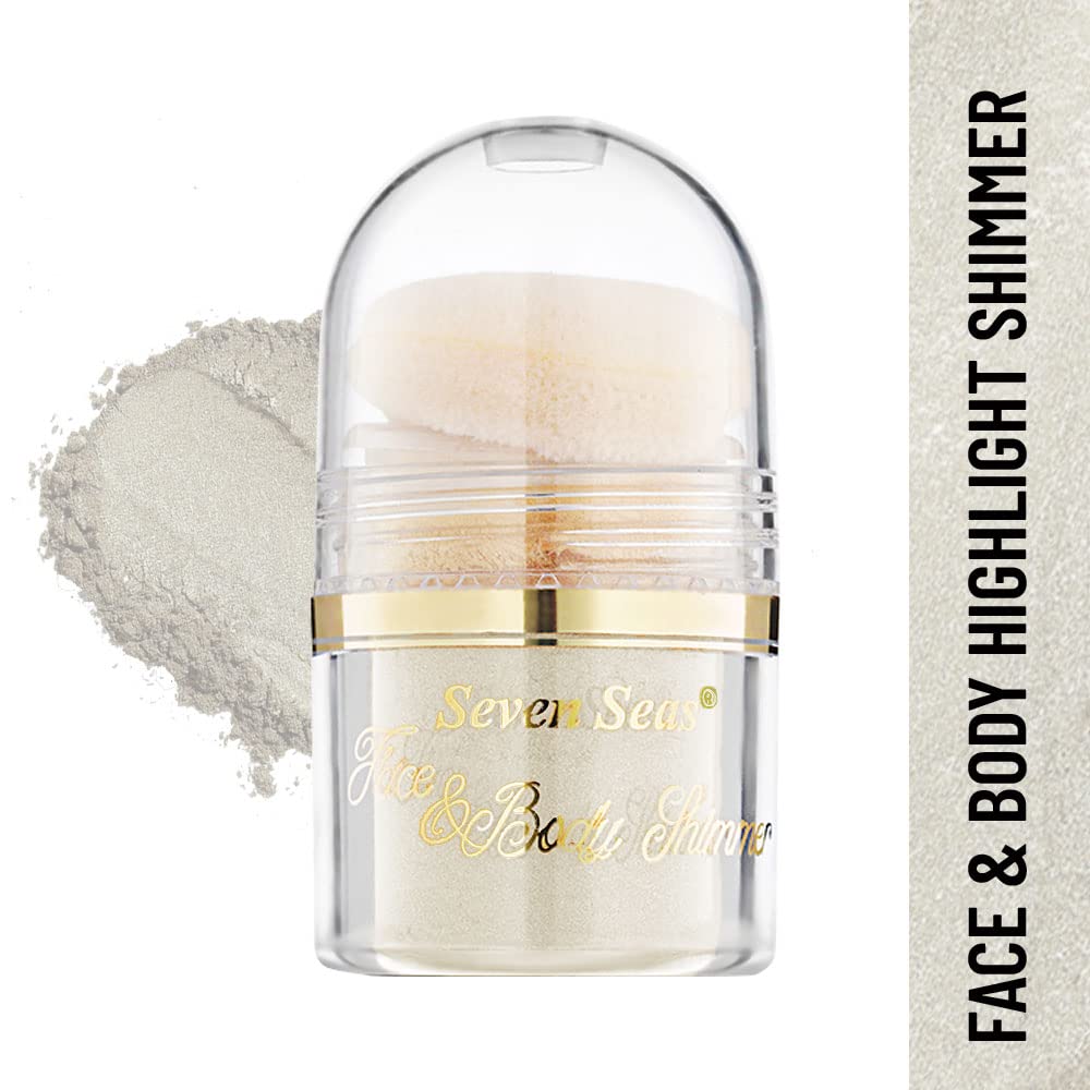 Seven Seas Body & Face Shimmer Highlighter Powder Pigments - White Gold | Long-Lasting Duo-Chrome Metallic Makeup for Eyes & Face | Intense Shimmery Glow & High Pigmentation | Perfect for Night Out, Party Glam & Special Occasion Makeup Looks