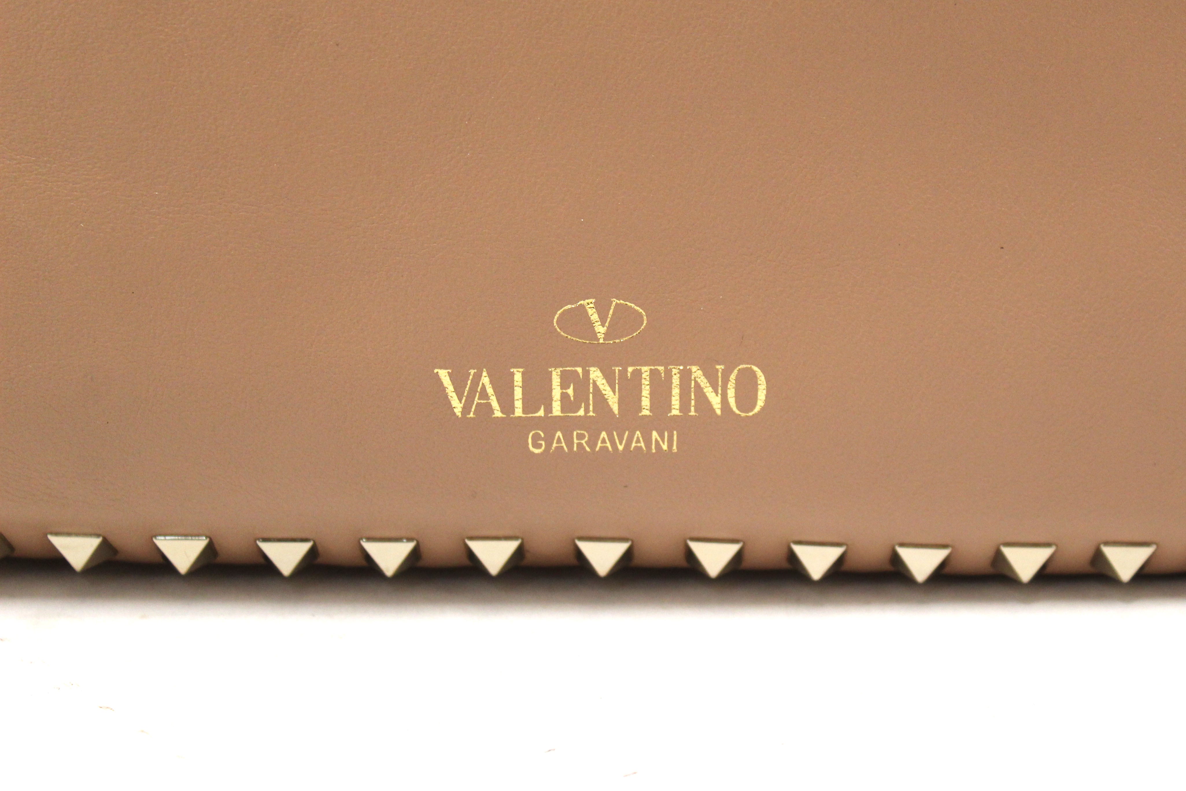 Authentic Valentino Medium Rockstud Beige Nappa Leather Tote Shoulder Bag for Women | Luxury Designer Handbag for Work, Travel & Everyday Use