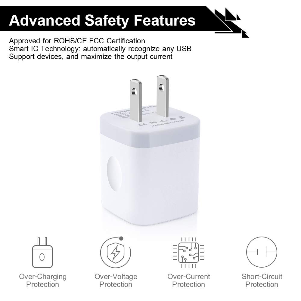 4-Pack USB Wall Charger Cube - 2 Port 2.1A Fast Charging Block with 5V Power Adapter for iPhone 16/15/14/13/12/11 Pro Max/XS/XR/8/7 Plus, iPad & Samsung Galaxy - Perfect for Home, Office & Travel Charging Station