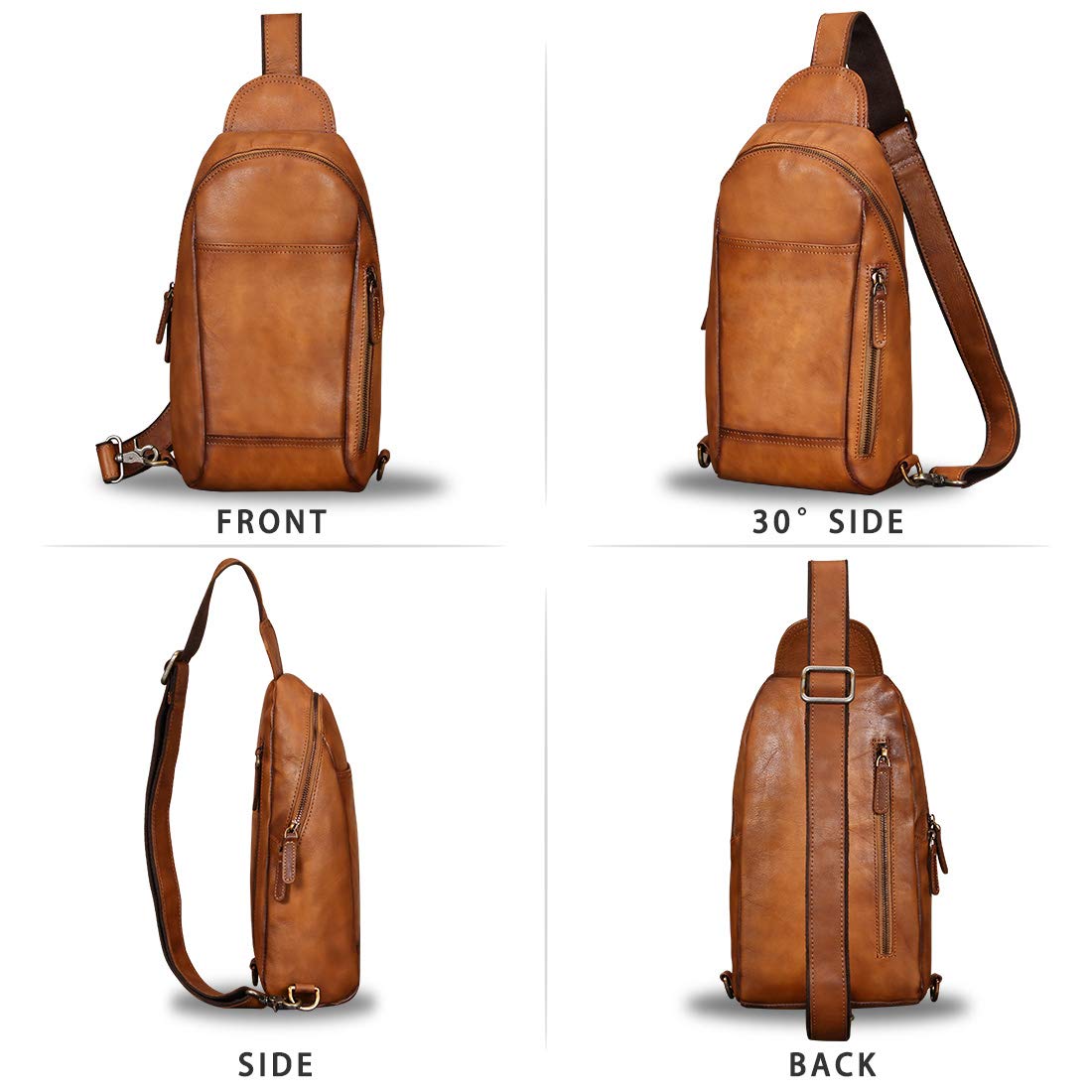 IVTG Genuine Leather Sling Bag for Men & Women - Handmade Crossbody Shoulder Backpack Purse | Perfect for Travel, Work & Everyday Use