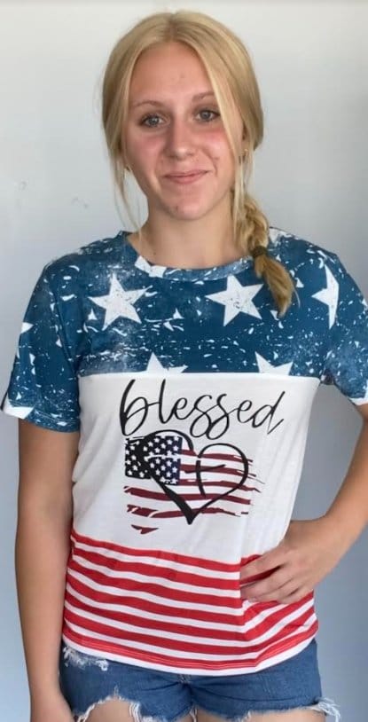 Blessed 4th of July Patriotic Graphic T-Shirt - American Flag Independence Day Apparel for Men & Women - Perfect for BBQ, Fireworks & Summer Celebrations