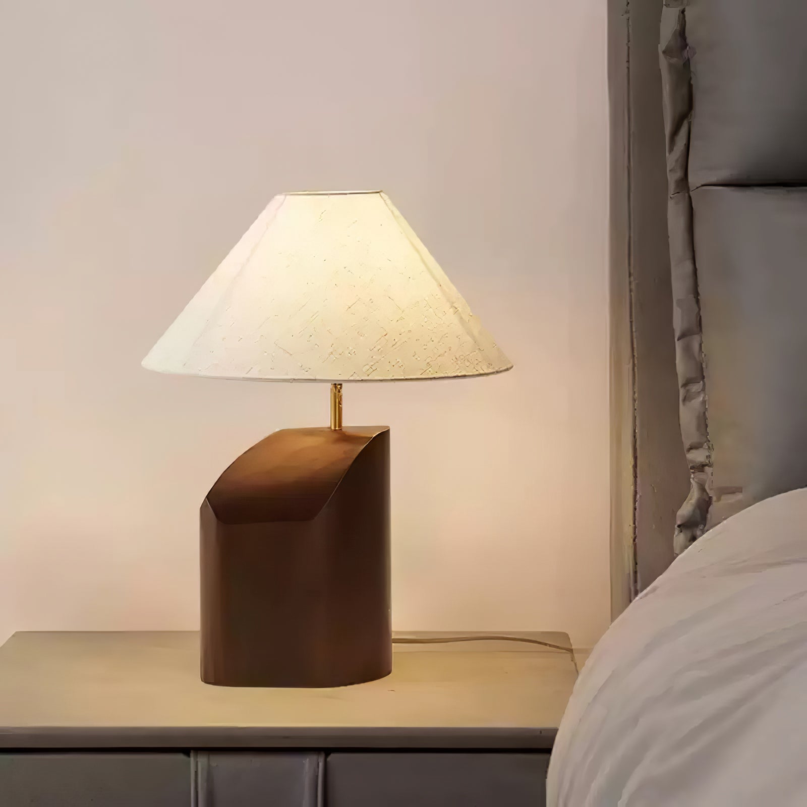 Model A: Dark Walnut & Beige linen