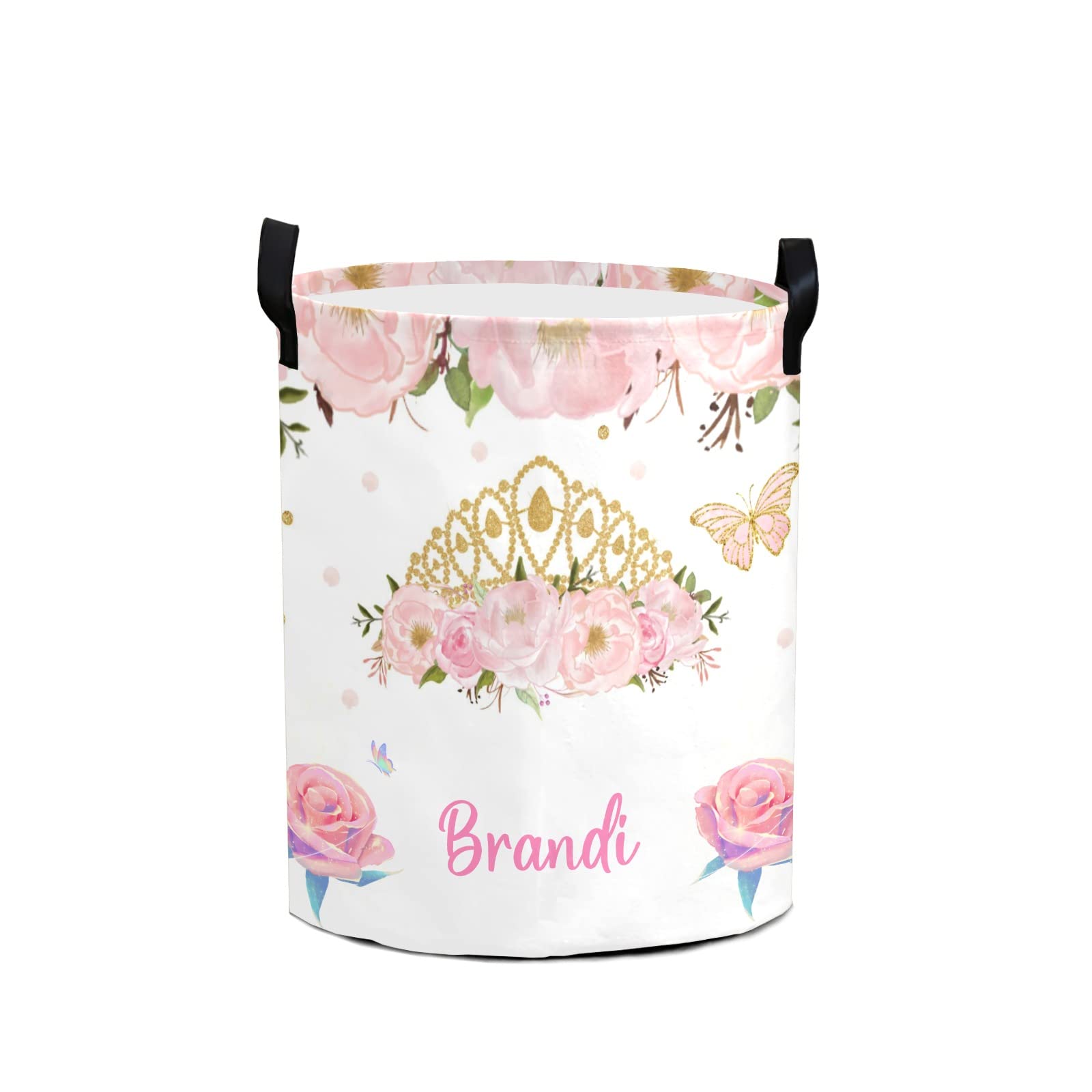Personalized Pink Blossom Laundry Hamper with Name - Waterproof Foldable Storage Bin for Clothes, Towels & Toys - Perfect for Bathroom, Nursery, Dorm & Home Organization