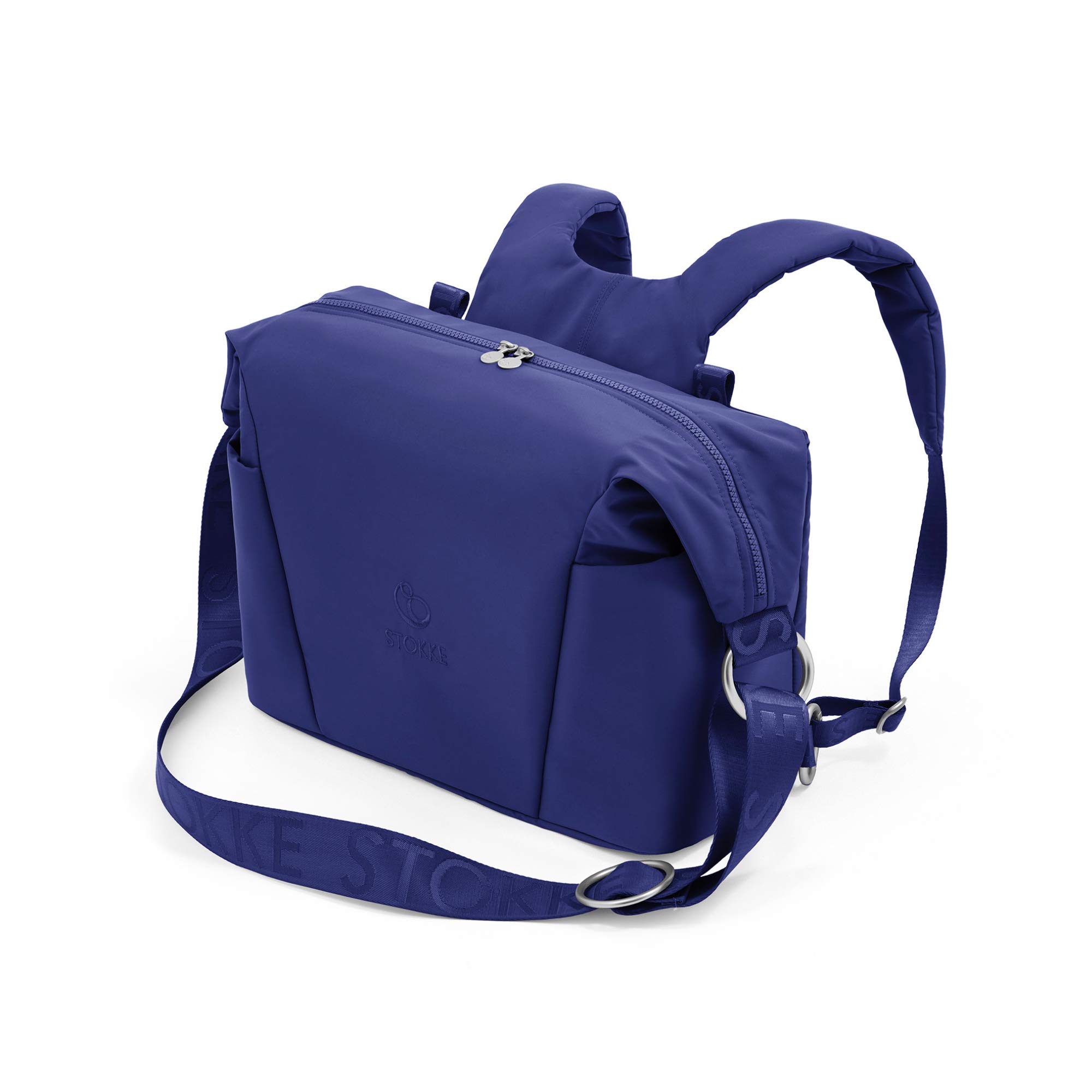 Stokke Xplory X Baby Changing Bag - Royal Blue Diaper Bag with UPF 50+, Water Repellent & Easy to Clean - Convertible Shoulder Bag or Backpack with Foldable Changing Mat - Perfect for Travel, Shopping & Outdoor Activities with Baby