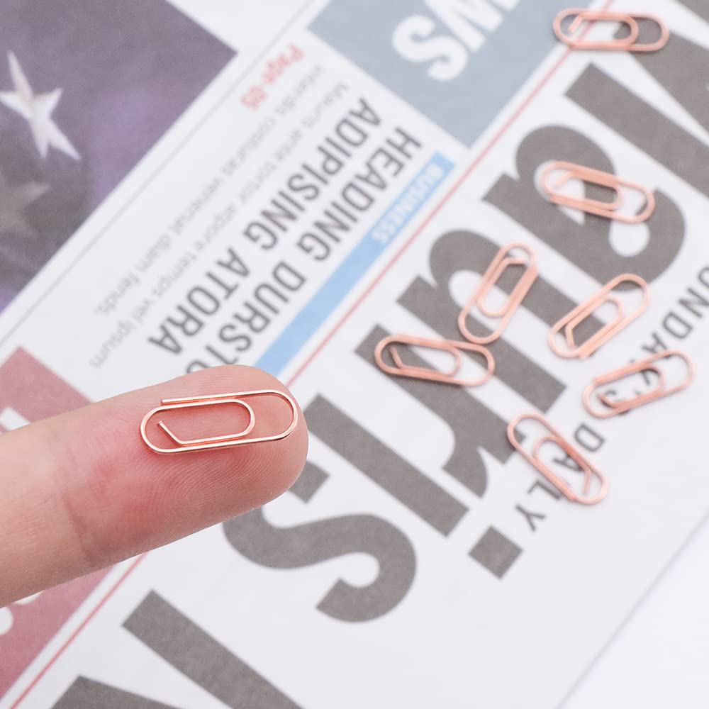 Mini Rose Gold Paper Clips 50pcs - 15mm Small Metal Office Clips for Organizing Documents, School Supplies & Bookmarking - Elegant Stationery Accessories for Office, Home & Classroom Use