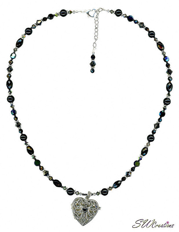 Black Onyx Heart Gemstone Beaded Necklace for Women - Elegant Healing Crystal Jewelry - Perfect for Valentine's Day, Anniversary & Spiritual Gifts