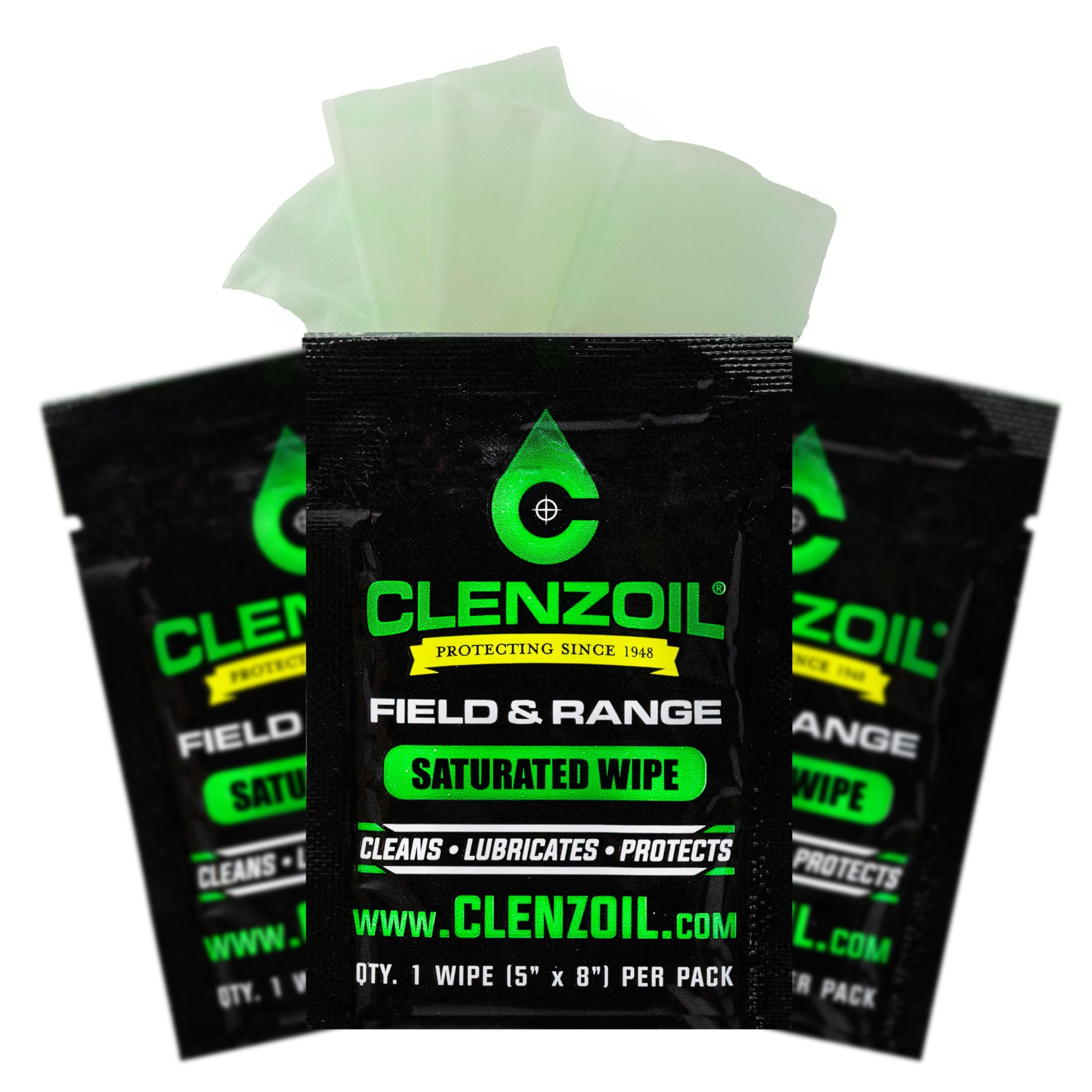 CLENZOIL Field & Range Single-Use Saturated Gun Oil Wipes | Pre-Soaked CLP Cleaning Wipes for Firearm Maintenance | Gun Lubricant & Protectant Wipes for Hunting, Shooting Range & Outdoor Use | 5-Pack, 10-Pack, 20-Pack Options