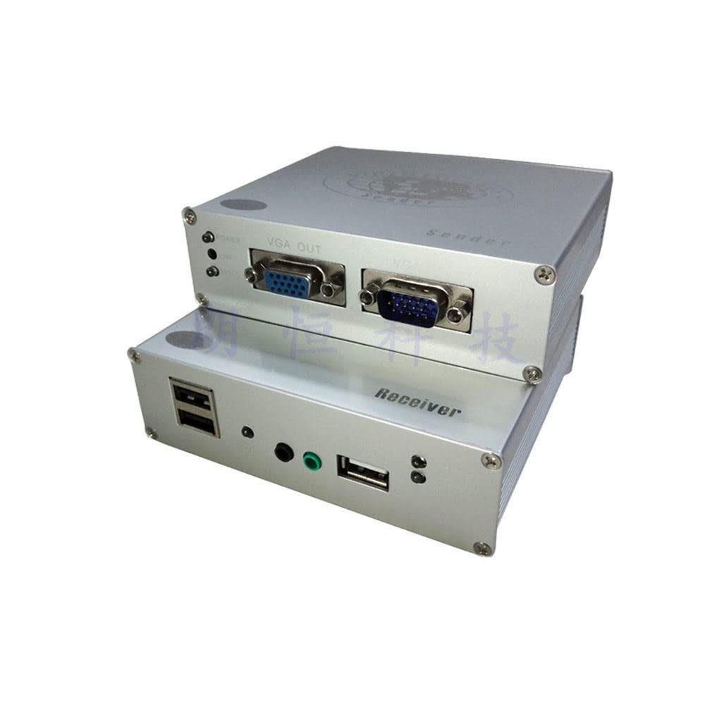 KVM Extender with VGA, USB & Audio - 1080P HD Video, Microphone, Speaker, Mouse & Keyboard Support - 50M Range via Cat5e/6 Ethernet Cable - Ideal for Remote Work, Gaming & Multi-PC Setups