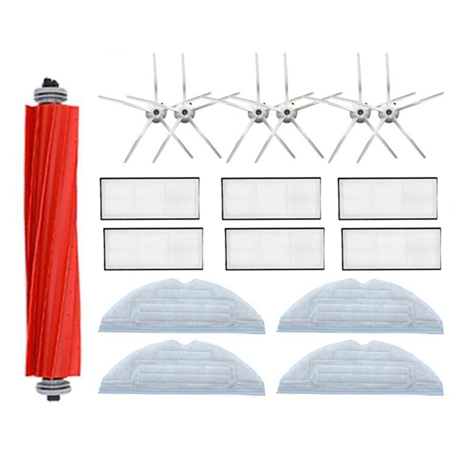 LLSL Vacuum Cleaner Parts Set - Roll Brush, Side Brush, HEPA Filter & Mop Cloths Compatible with Xiaomi T7/T7 Plus/S7 & Roborock Robot Vacuums (Green) - Perfect for Home Cleaning & Pet Hair Removal