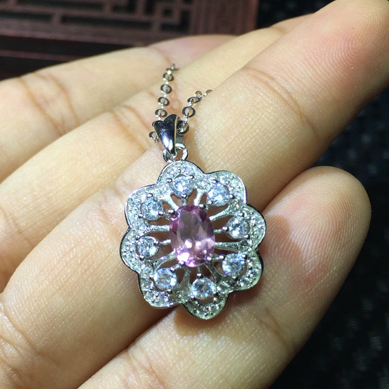 1ct Pink Tourmaline Jewelry Set - Elegant Pink Tourmaline Ring & Necklace for Women | FME S207 | Perfect for Valentine's Day Gifts, Anniversary Presents & Special Occasions