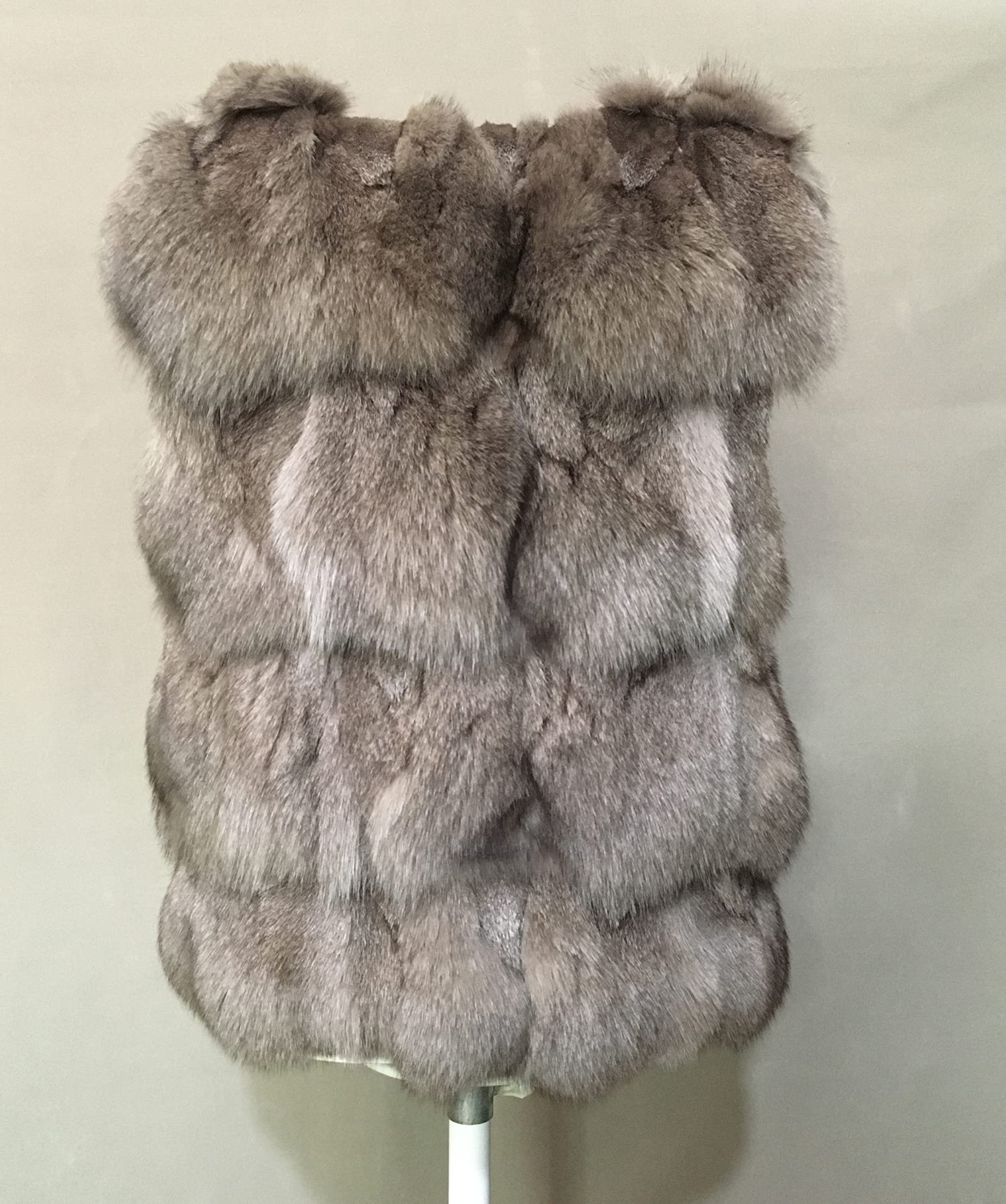 LVCOMEFF Women's Natural Fox Fur Vest - Fluffy Faux Fur Coat for Winter, Plus Size Warm Fashion Outerwear for Casual & Party Wear