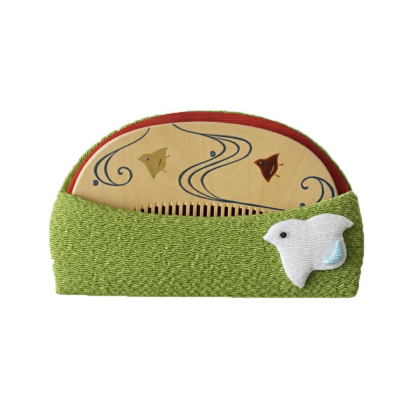 Handmade Japanese Maki-e Urushi Lacquer Tsuge Boxwood Hair Comb with Chirimen Crepe Fabric Case - Traditional Kyoto Craftsmanship | Perfect for Wedding, Tea Ceremony & Kimono Styling