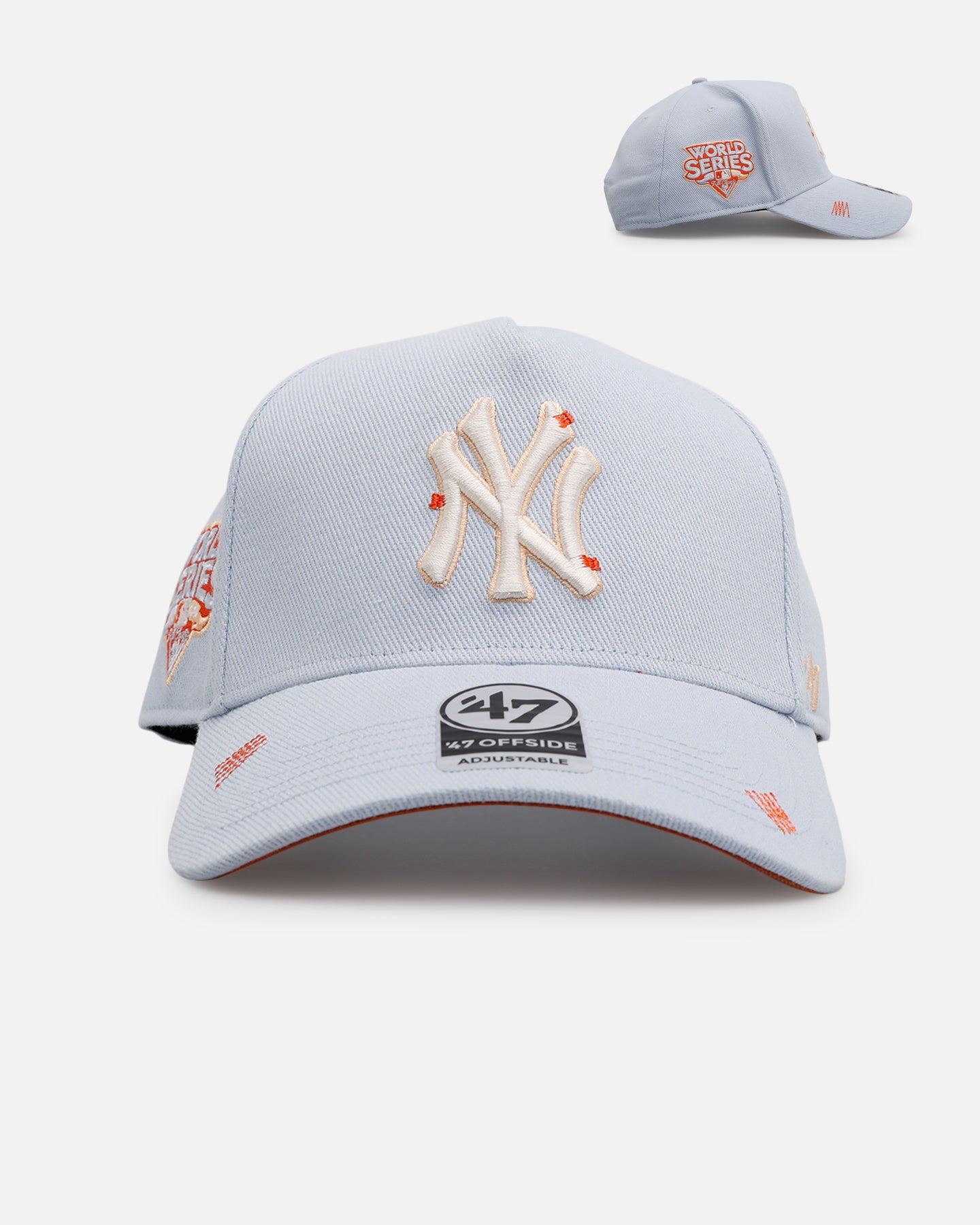 New York Yankees 'Overstitch' 47 Offside Snapback Cap - Light Blue Adjustable Baseball Hat for Men & Women - Perfect for Games, Streetwear & Fan Collections