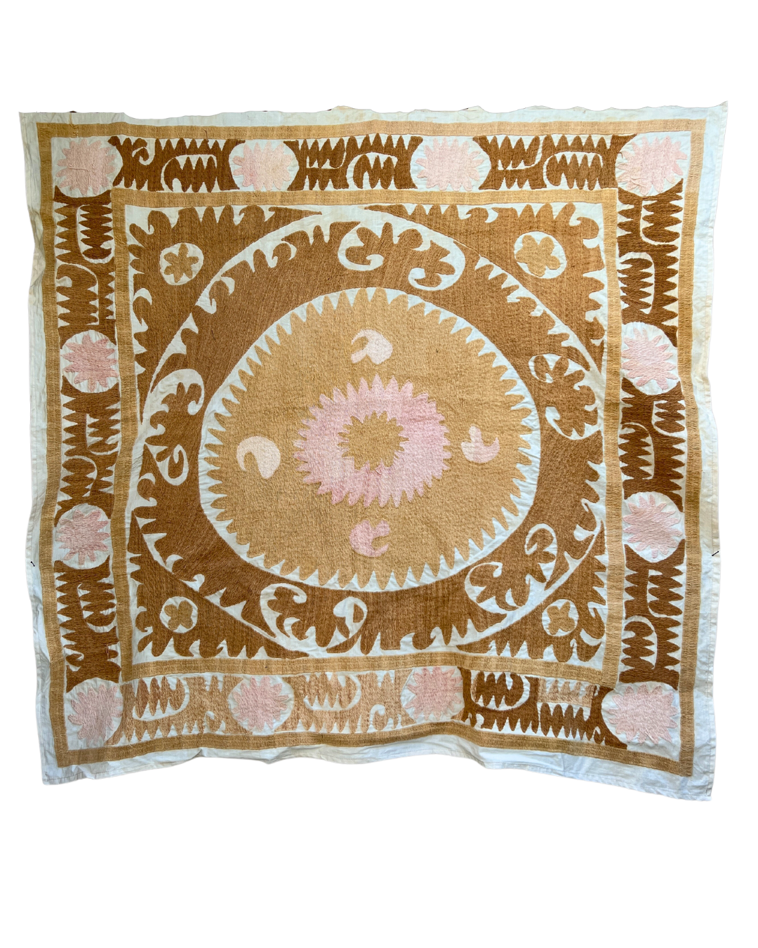 Medium Suzani 035 - Handmade Cotton Suzani Throw Pillow Cover - Boho Home Decor for Living Room, Bedroom & Sofa - Perfect for Bohemian, Farmhouse & Eclectic Interior Design Styles