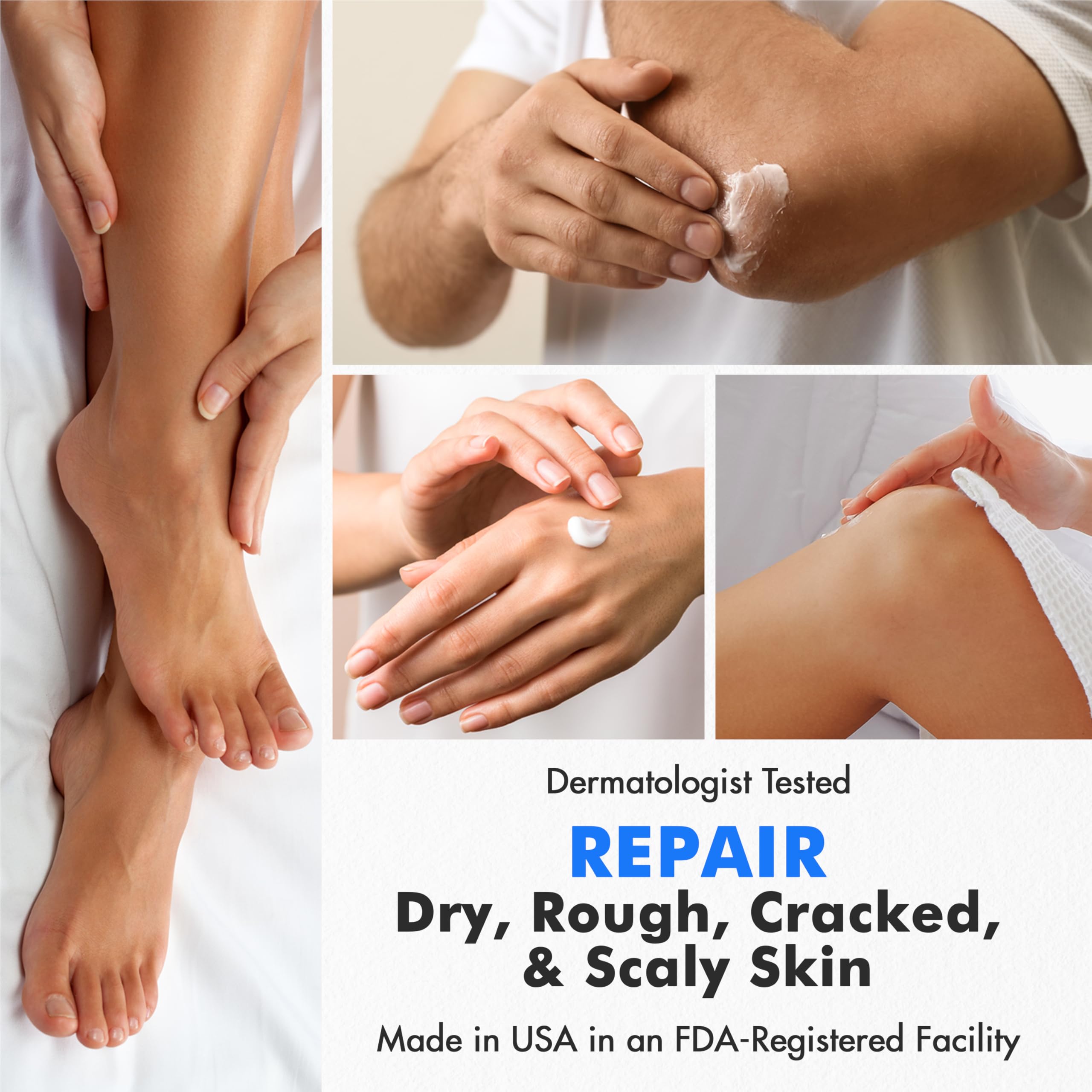 Ebanel 40% Urea Cream with 2% Salicylic Acid - Intensive Moisturizing Foot Cream for Dry, Cracked Heels, Hands, Knees & Elbows | Callus Remover, Dead Skin Exfoliator & Toenail Softener | Keratolytic Treatment for Skin Barrier Repair (3-Pack) | Perfect for Pedicures, Dry Winter Care & Rough Skin Treatment