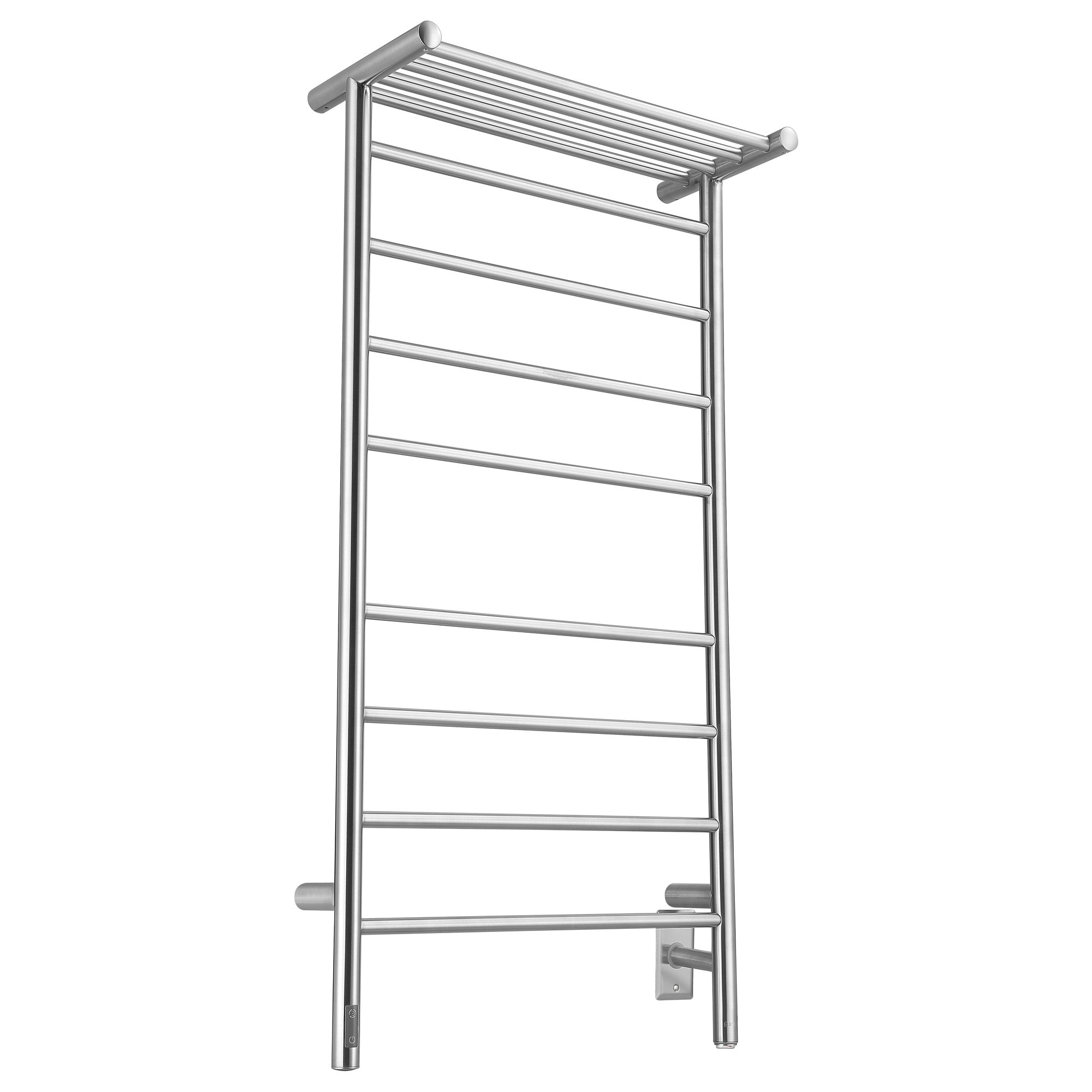 Piazzo OBT 8 Bar Dual Wall Mount Towel Warmer with Integrated Timer - Polished Stainless Steel Bathroom Heater for Spa, Hotel & Luxury Home Use