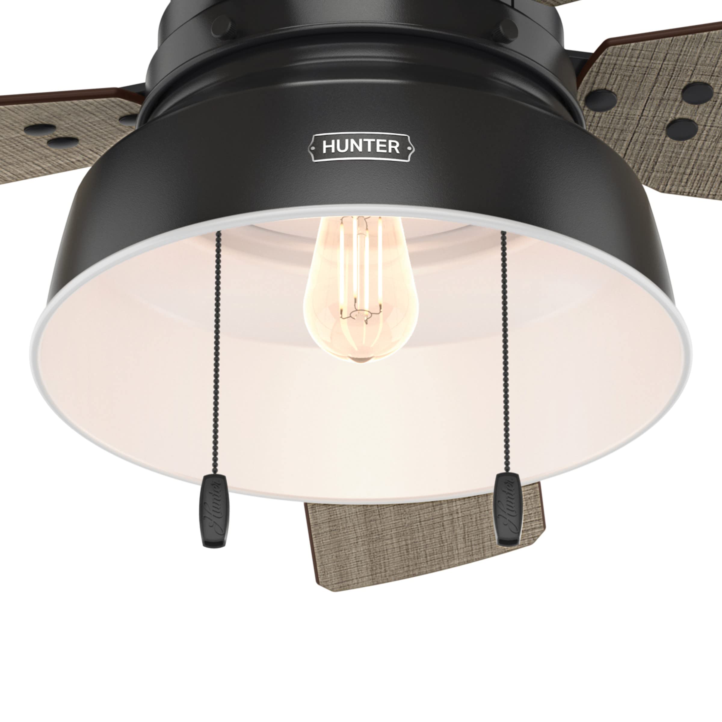 Hunter Fan Company 59307 - 52 Inch Mill Valley Matte Black Ceiling Fan with LED Light Kit & Pull Chain - Indoor/Outdoor Use for Patio, Bedroom, and Living Room
