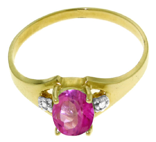 0.76 Carat 14K Solid Yellow Gold Pink Topaz Diamond Ring for Women - Elegant Promise Ring, Engagement Ring & Anniversary Gift - Perfect for Valentine's Day, Birthday & Special Occasions