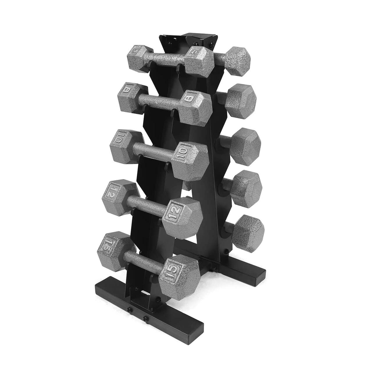 CAPHAUS Cast Iron Hex Dumbbell Set - Solid Grey Free Weights for Strength Training (Men & Women) | Home Gym Equipment for Weightlifting, CrossFit & Fitness Workouts