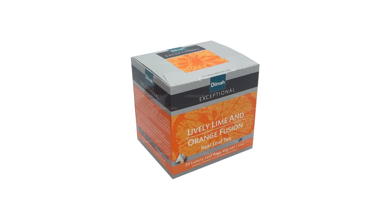 Dilmah Exceptional Lively Lime & Orange Fusion Tea - 20 Premium Ceylon Tea Bags in Luxury Leaf Sachets | Perfect for Afternoon Tea & Office Refreshment