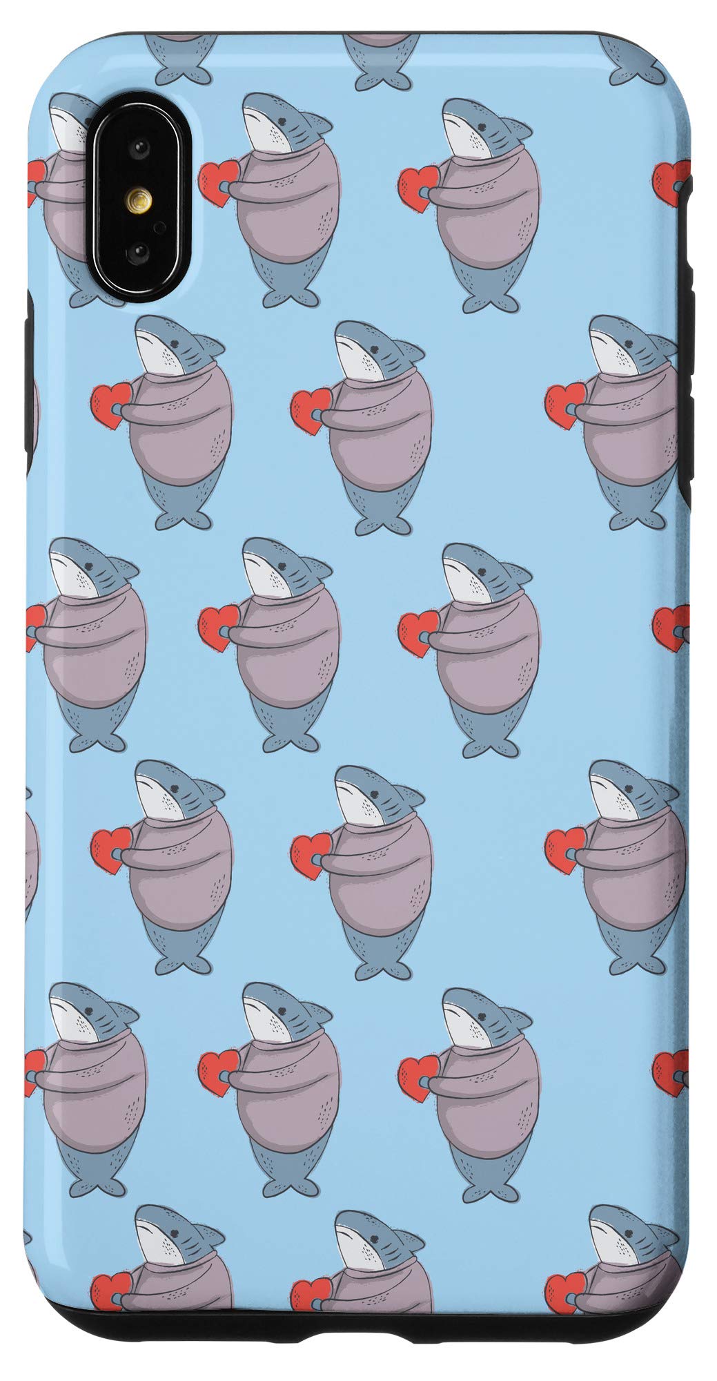 Cute Shark With Love iPhone XS Max Phone Case - Seamless Pattern Protective Cover for Everyday Use & Travel